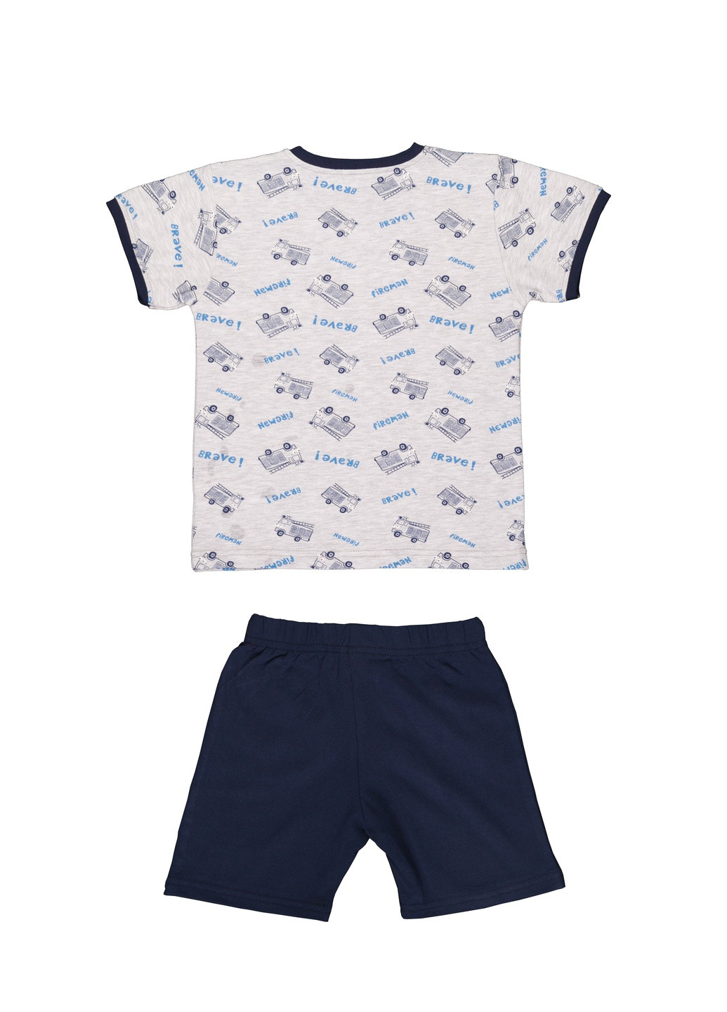 Сіра всесезон піжама річна для хлопчика футболка + шорти Фламинго Текстиль