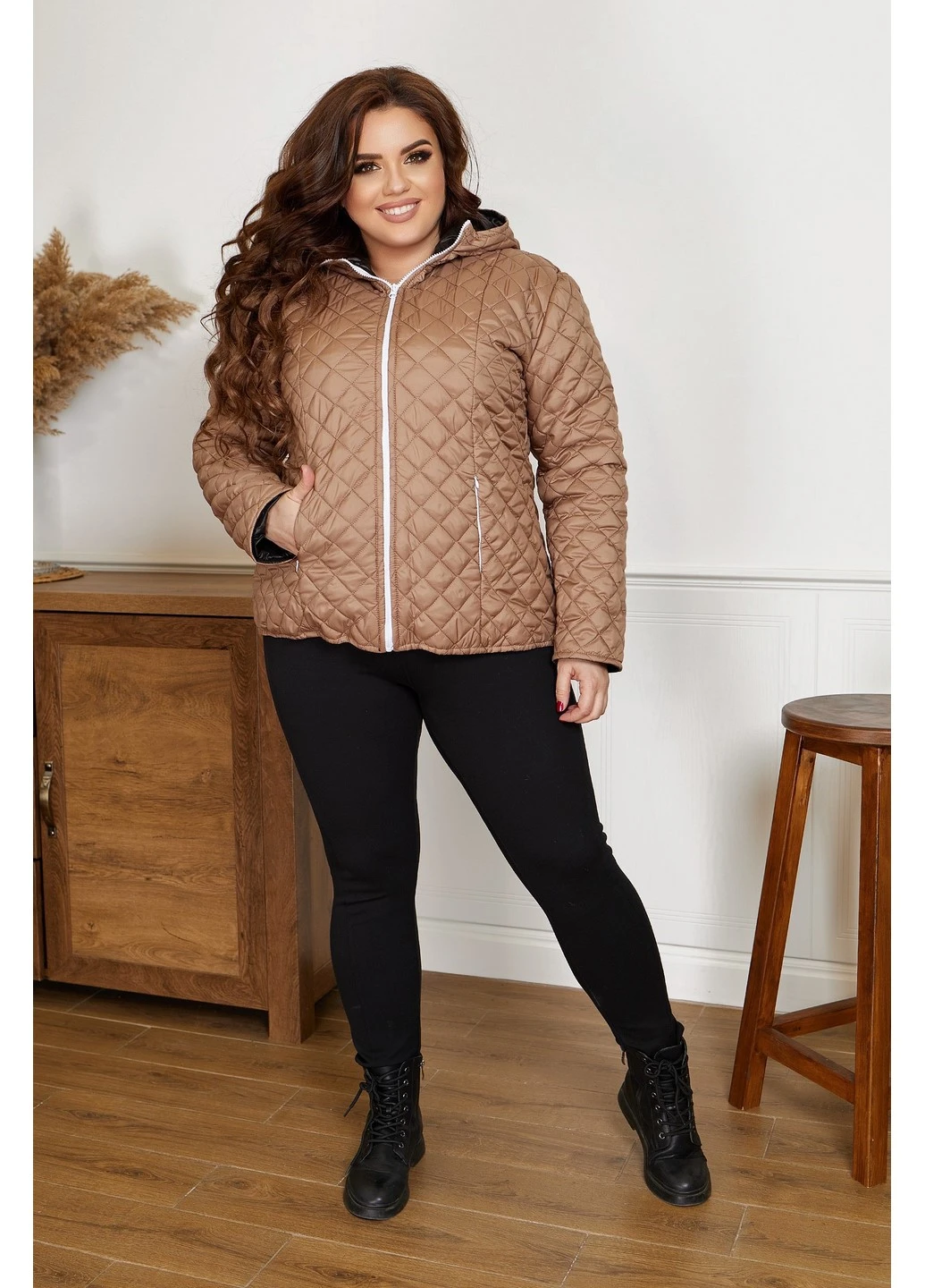Бежева демісезонна куртка 224-3 64 бежева N.N.C.Fashion