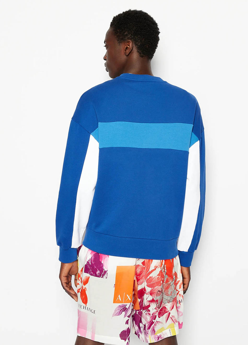 Синий свитшот Armani Exchange полоска без декора (365688618)