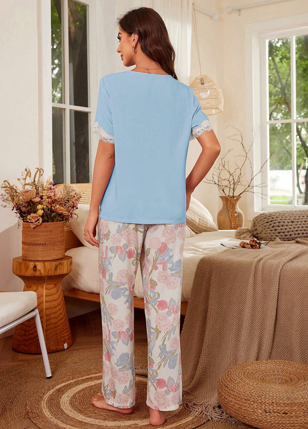 Комбинированная всесезон пижама (футболка, брюки) футболка + брюки SHEIN