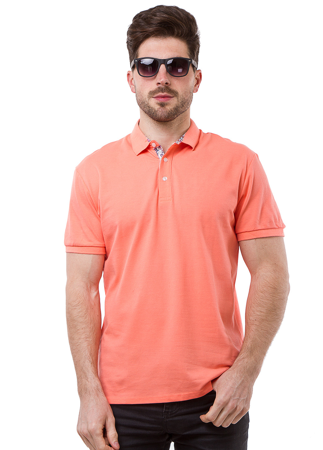 Коралловая футболка-поло для мужчин Y.TWO однотонная