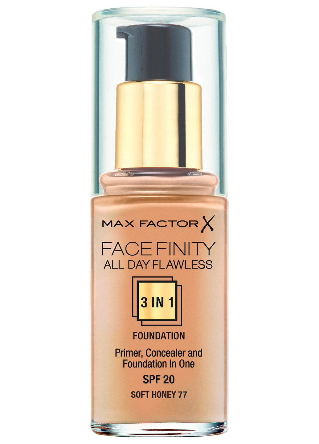 Тональний крем Facefinity All Day Flawless 3-in-1 Foundation SPF 20 №77 Soft Honey Max Factor (190885680)
