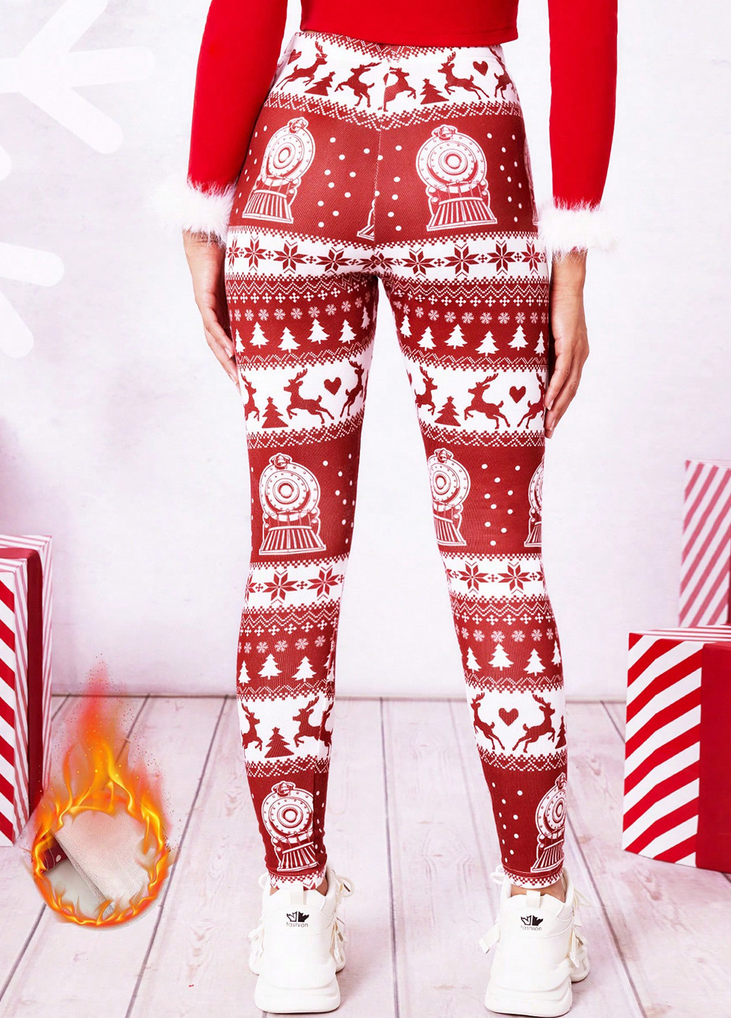 Красные демисезонные леггинсы SHEIN