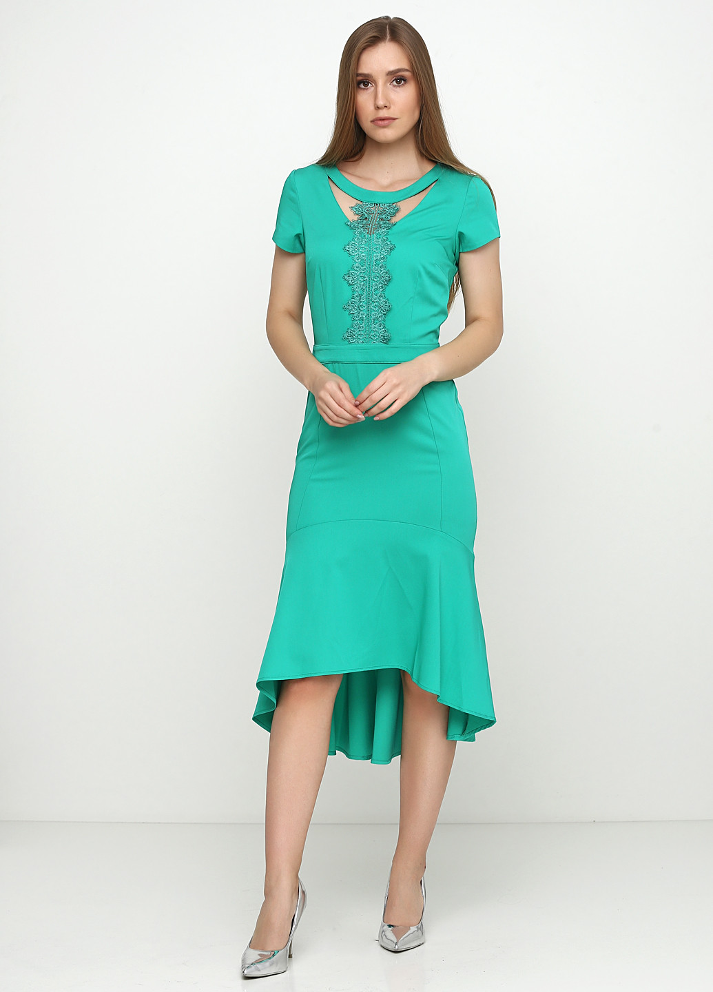 Светло-зеленое кэжуал платье Sassofono однотонное