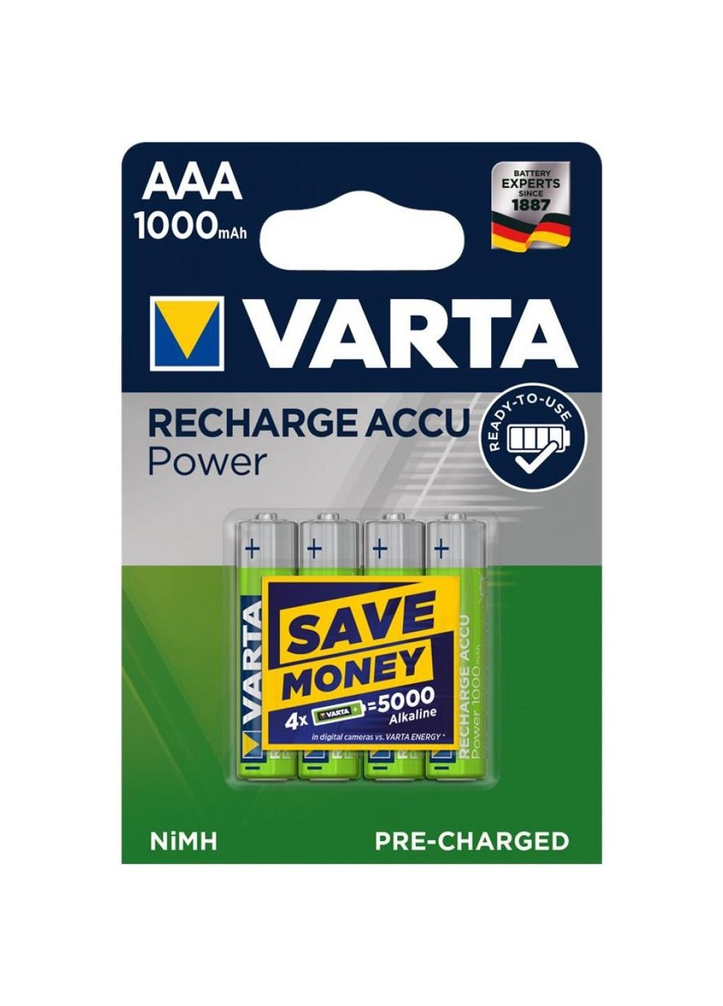 Аккумулятор AAA Rechargeable Accu 1000mAh * 4 (05703301404) Varta (251419994)