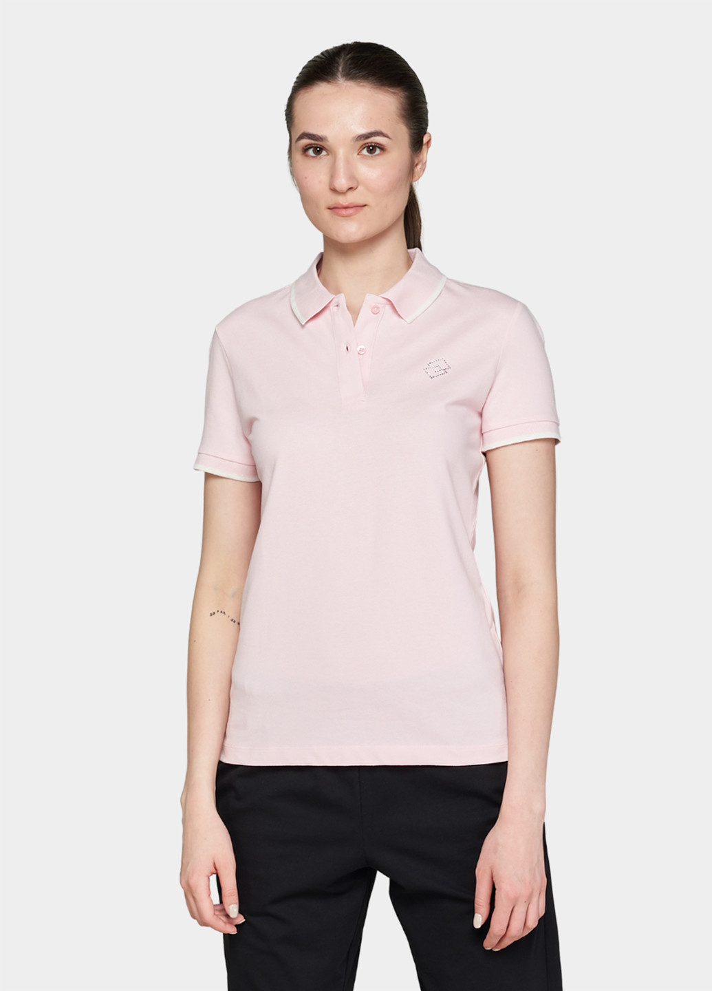 Светло-розовая женская футболка-поло Lotto однотонная