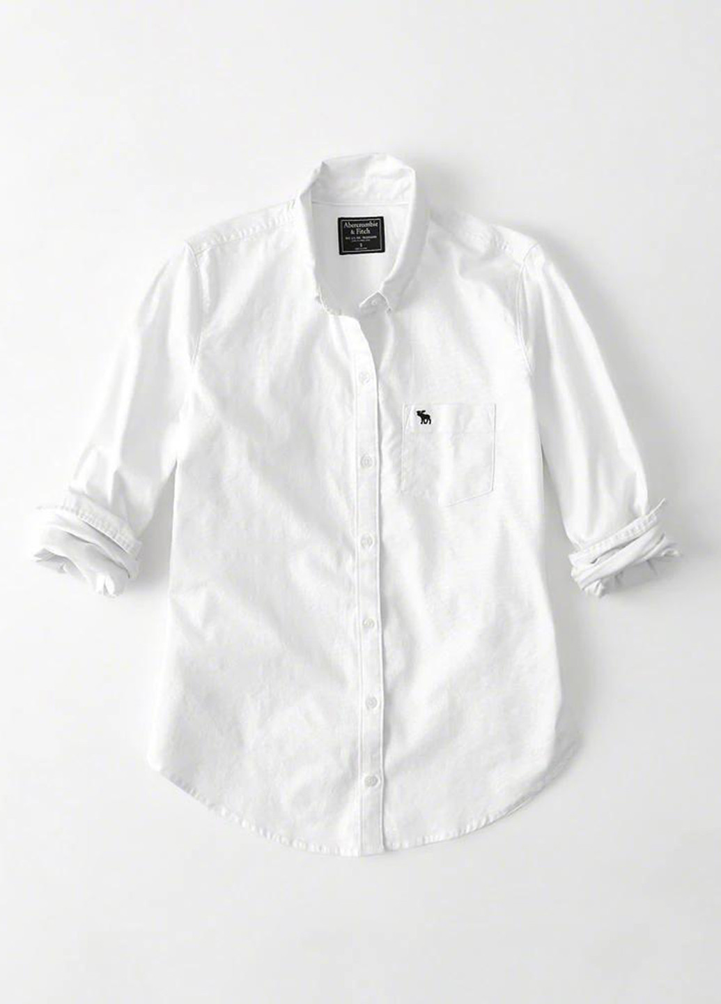 Белая кэжуал рубашка однотонная Abercrombie & Fitch