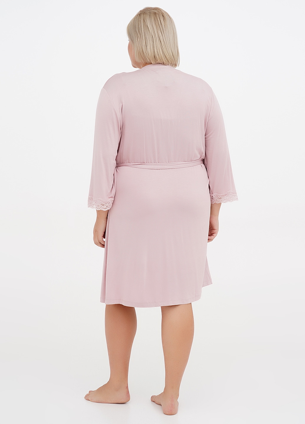 Пудровий демісезонний комплект (халат, нічна сорочка) Cotpark