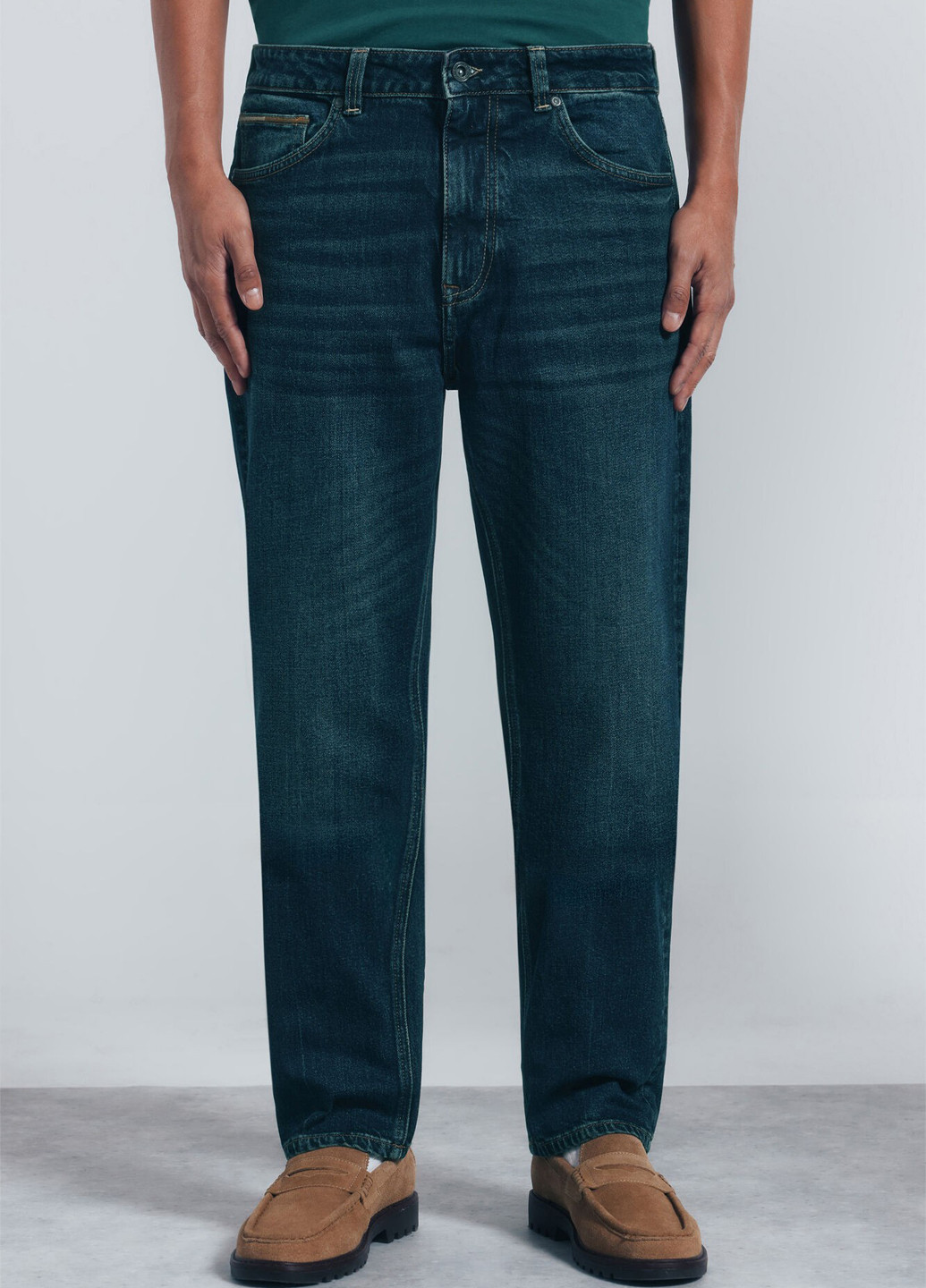 Темно-бирюзовые демисезонные прямые джинсы Springfield