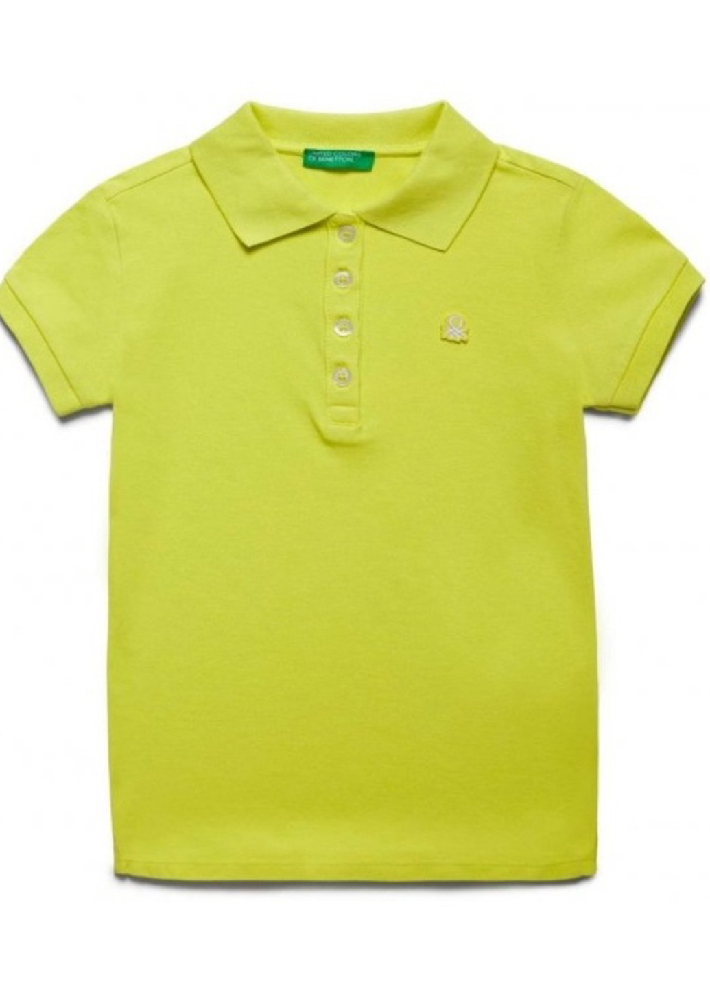 Лайм детская футболка-поло для девочки United Colors of Benetton однотонная