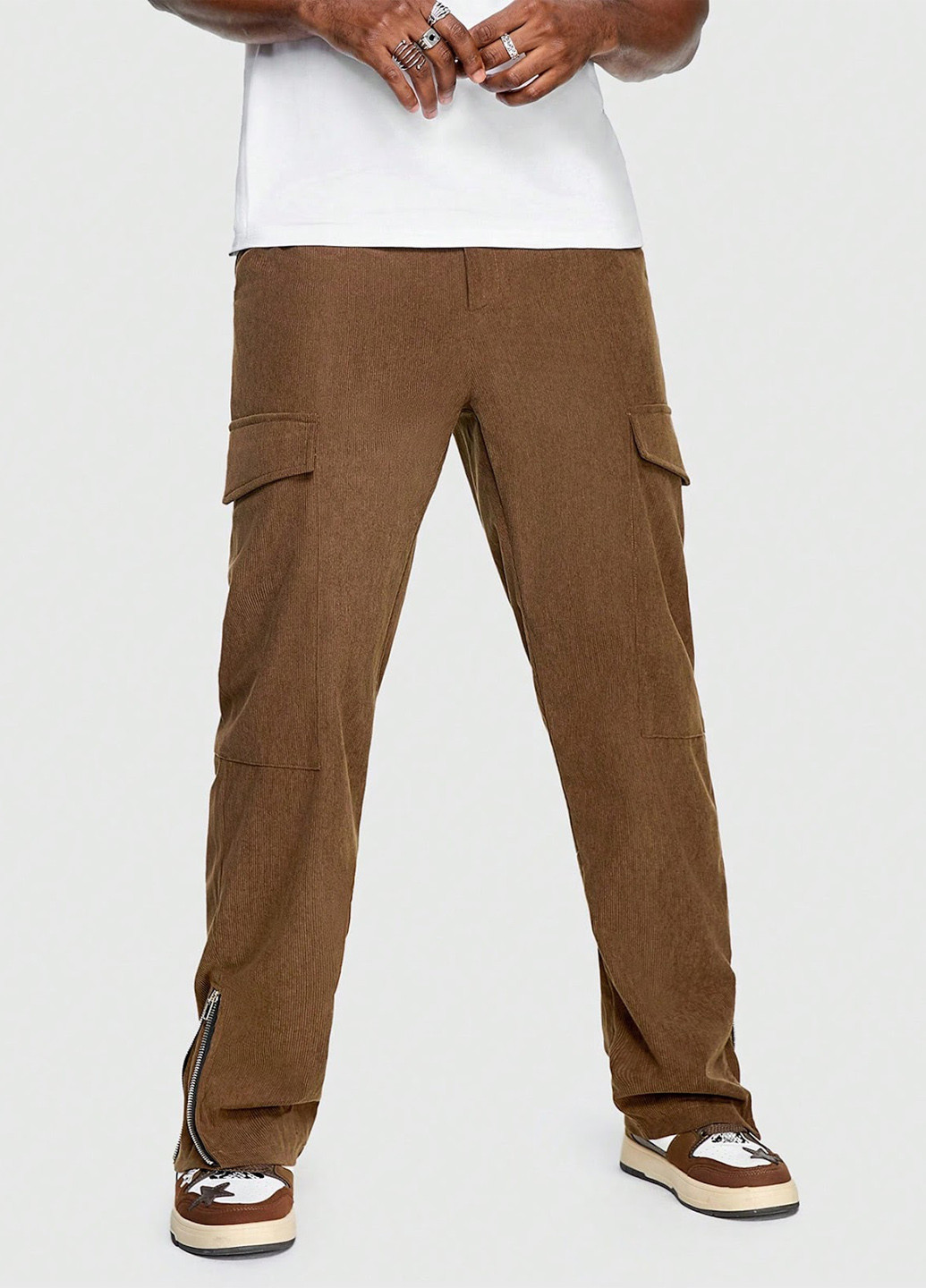 Кофейные кэжуал демисезонные карго брюки SHEIN