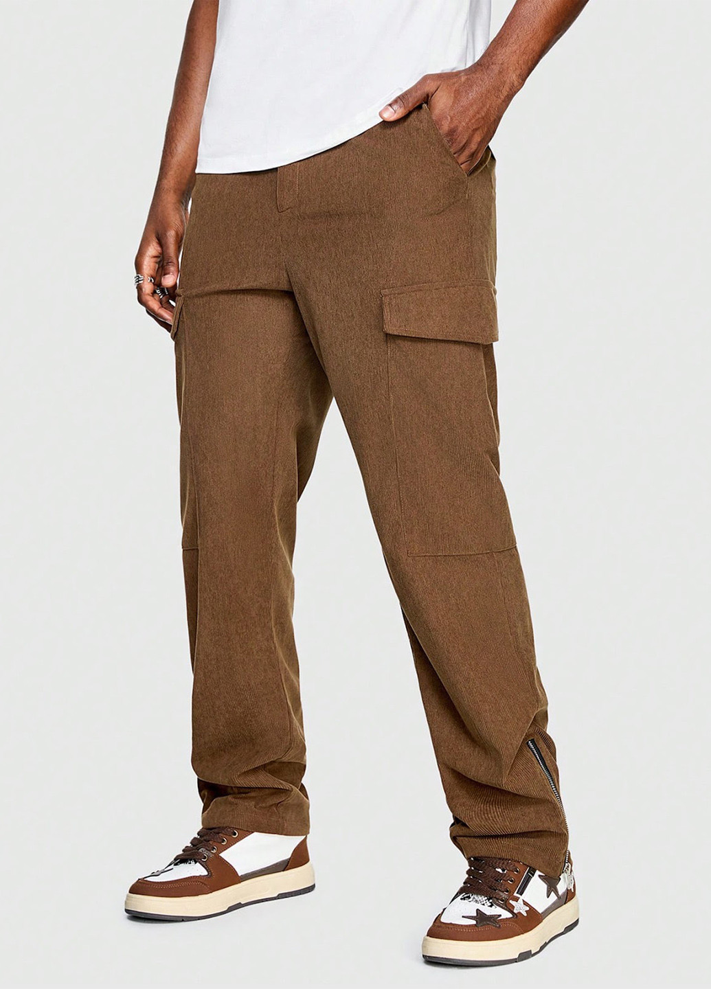 Кофейные кэжуал демисезонные карго брюки SHEIN