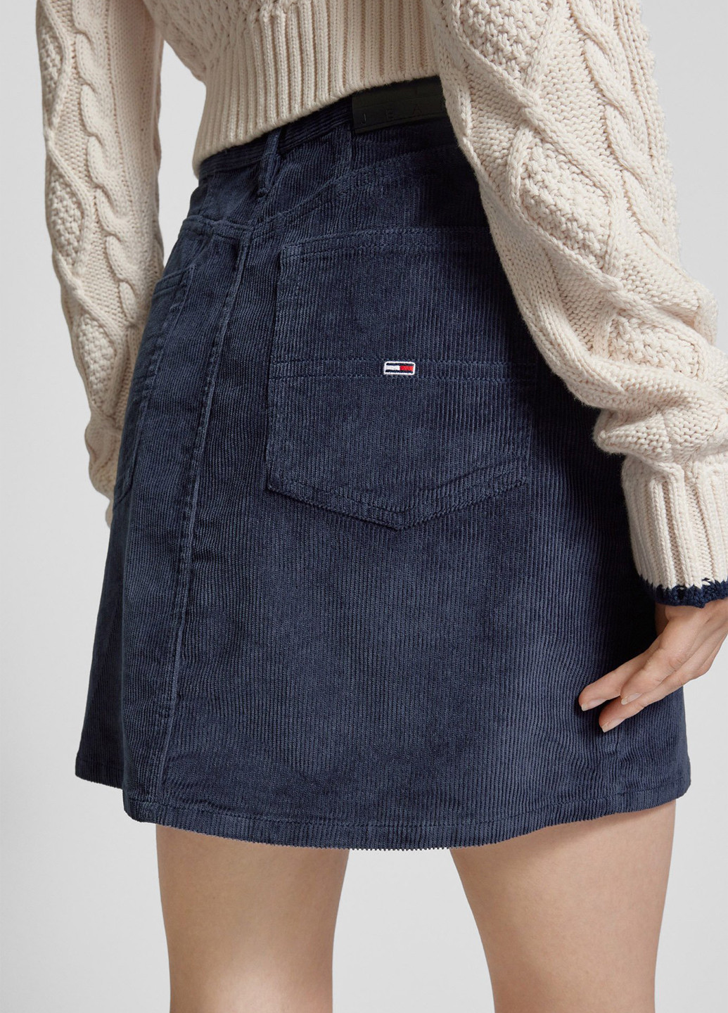 Синяя кэжуал однотонная юбка Tommy Jeans а-силуэта (трапеция)