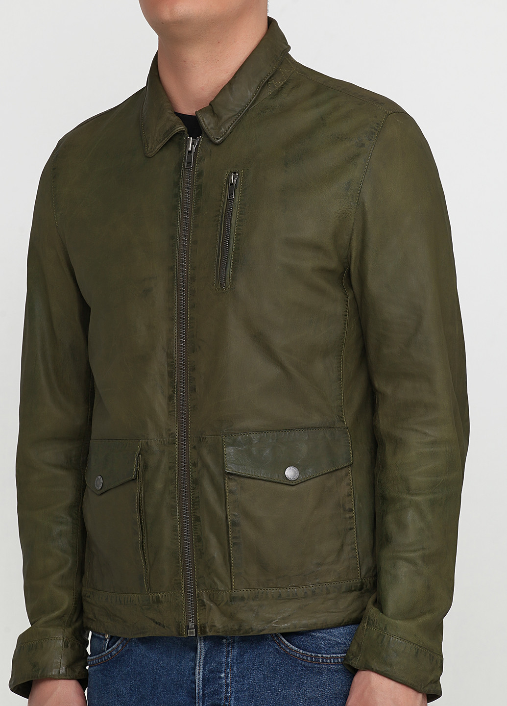 Зеленая демисезонная куртка кожаная Tom Tailor
