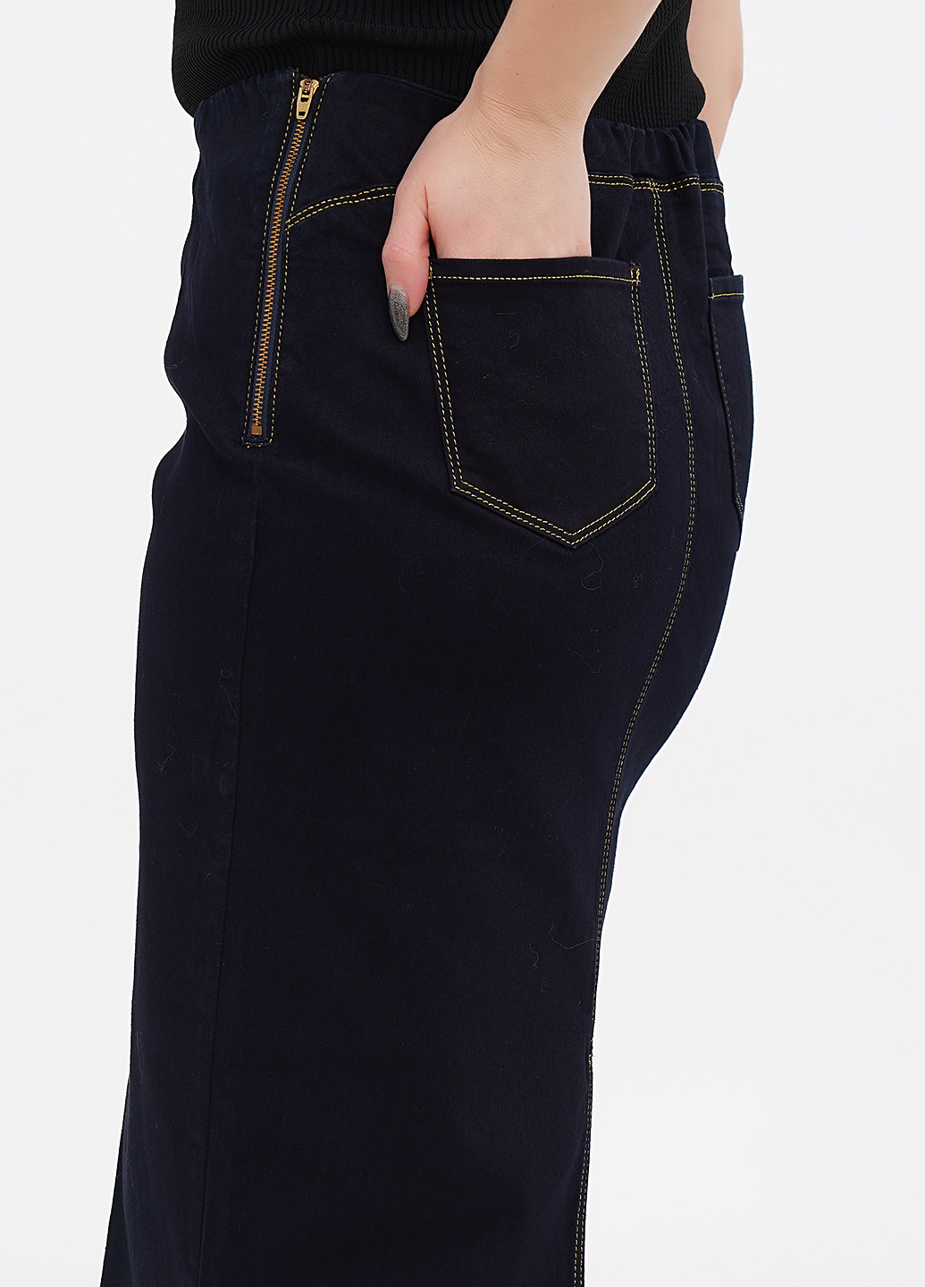 Темно-синяя джинсовая однотонная юбка Fiorella Rubino карандаш