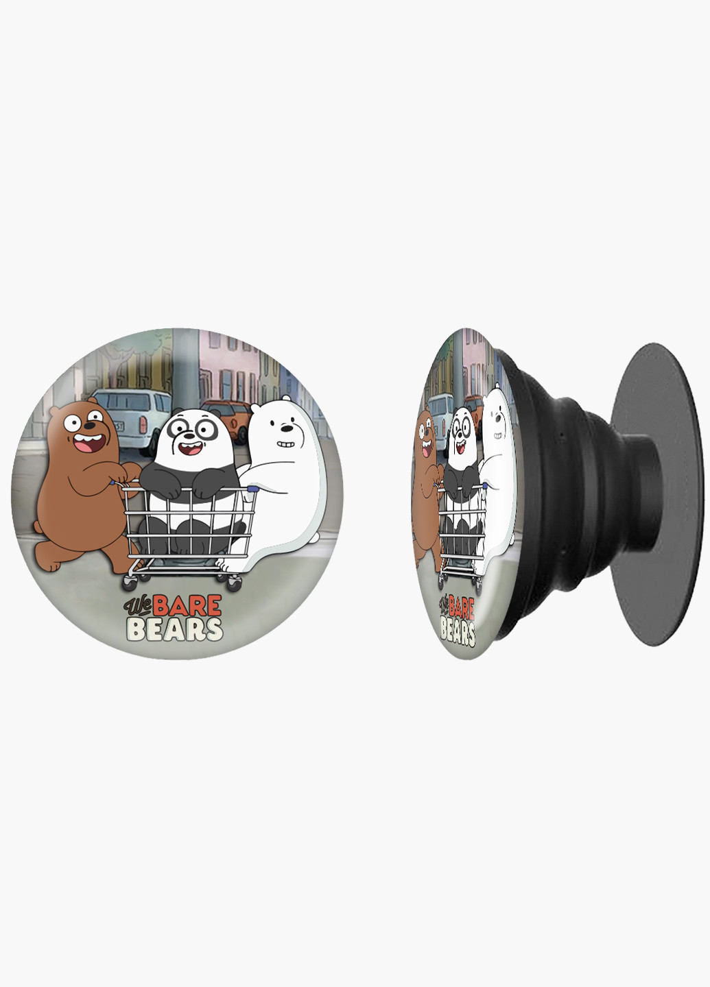 Попсокет (Popsockets) держатель для смартфона Вся правда о медведях (We Bare Bears) (8754-2891) Черный MobiPrint (229014784)