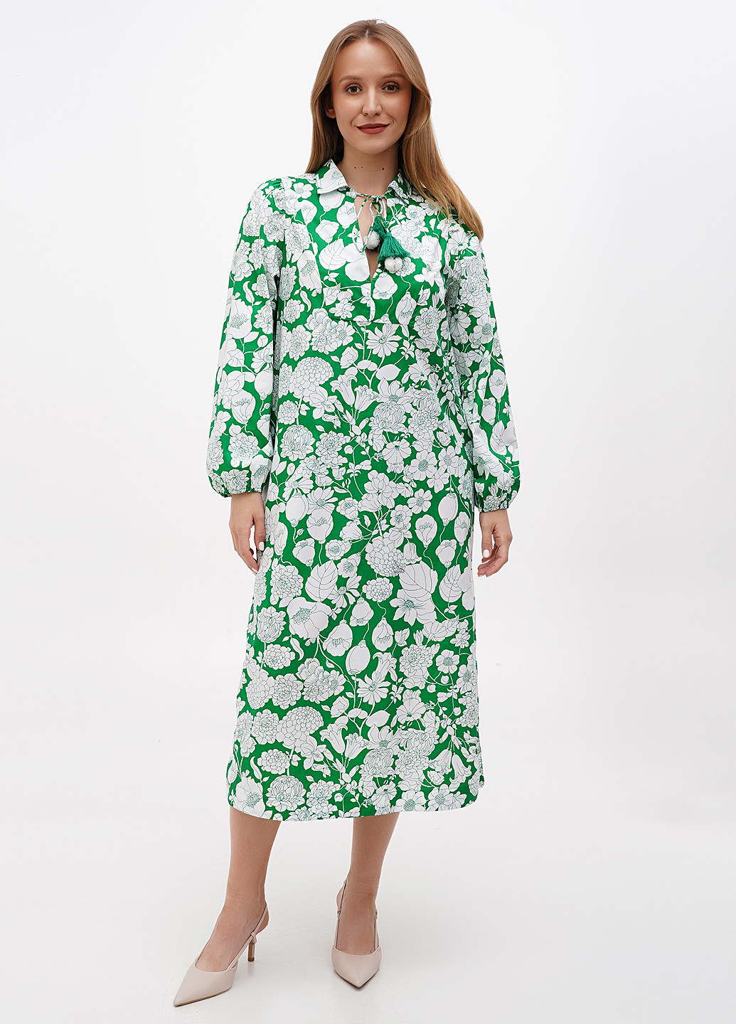 Зеленое кэжуал платье J.Crew с цветочным принтом