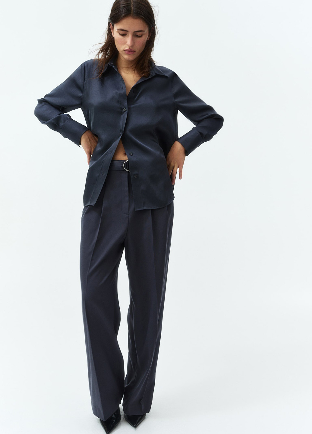 Тёмно-синяя блуза H&M