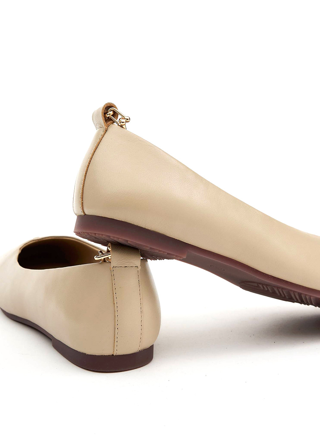 Женские балетки Anna Lucci | бежевые однотонные цепочки натуральная кожа (347644757)