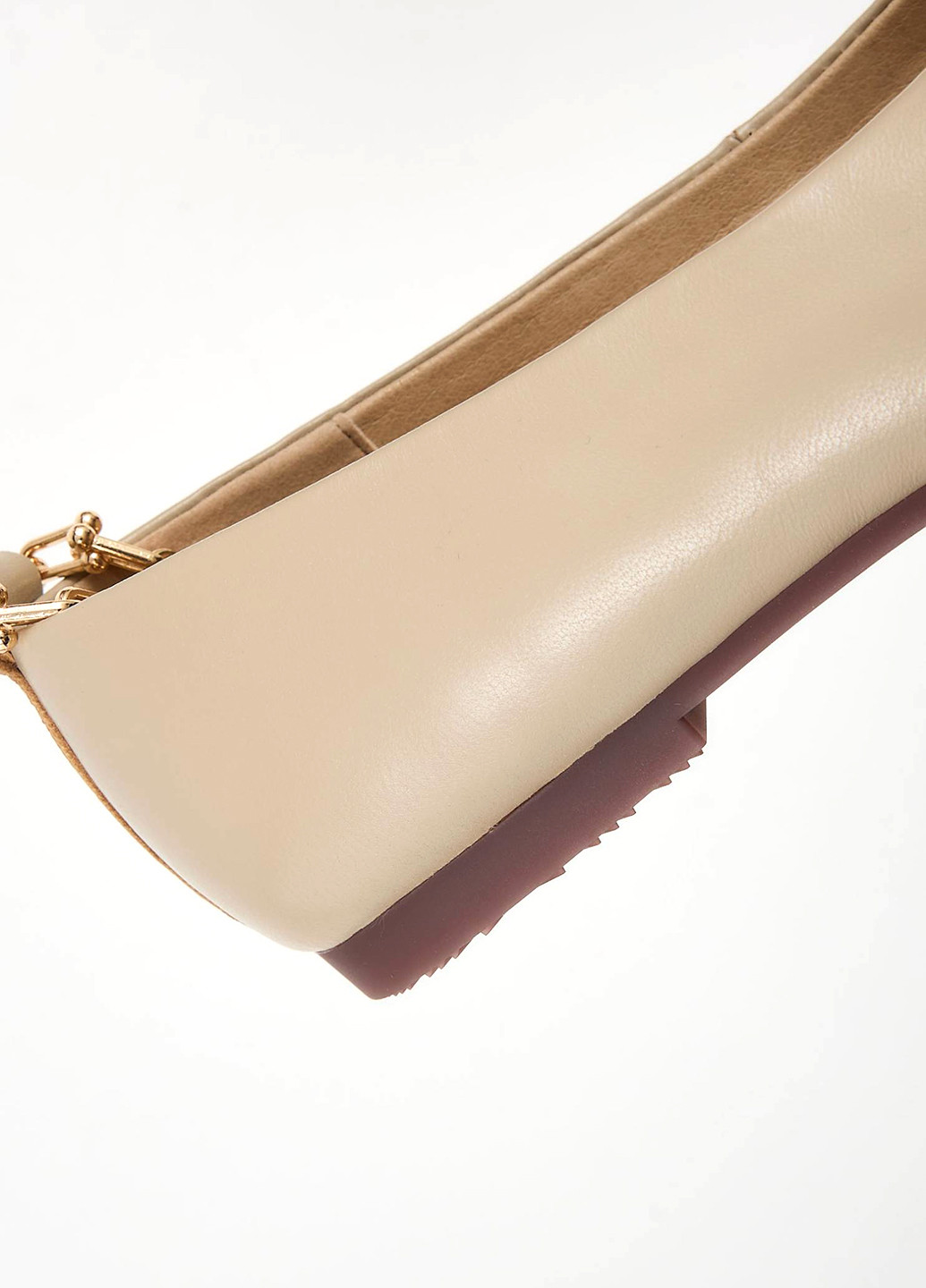 Женские балетки Anna Lucci | бежевые однотонные цепочки натуральная кожа (347644757)