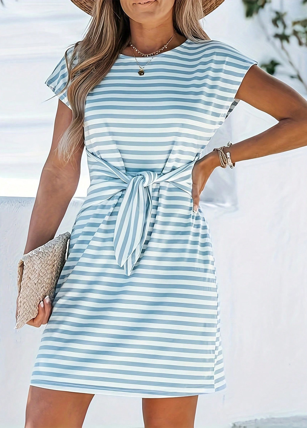 Блакитна кежуал сукня SHEIN в смужку