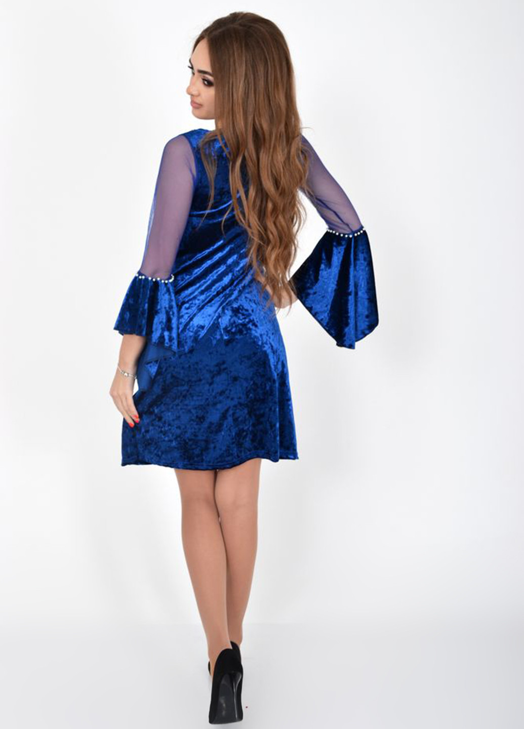 Темно-синее коктейльное платье а-силуэт Kamomile однотонное
