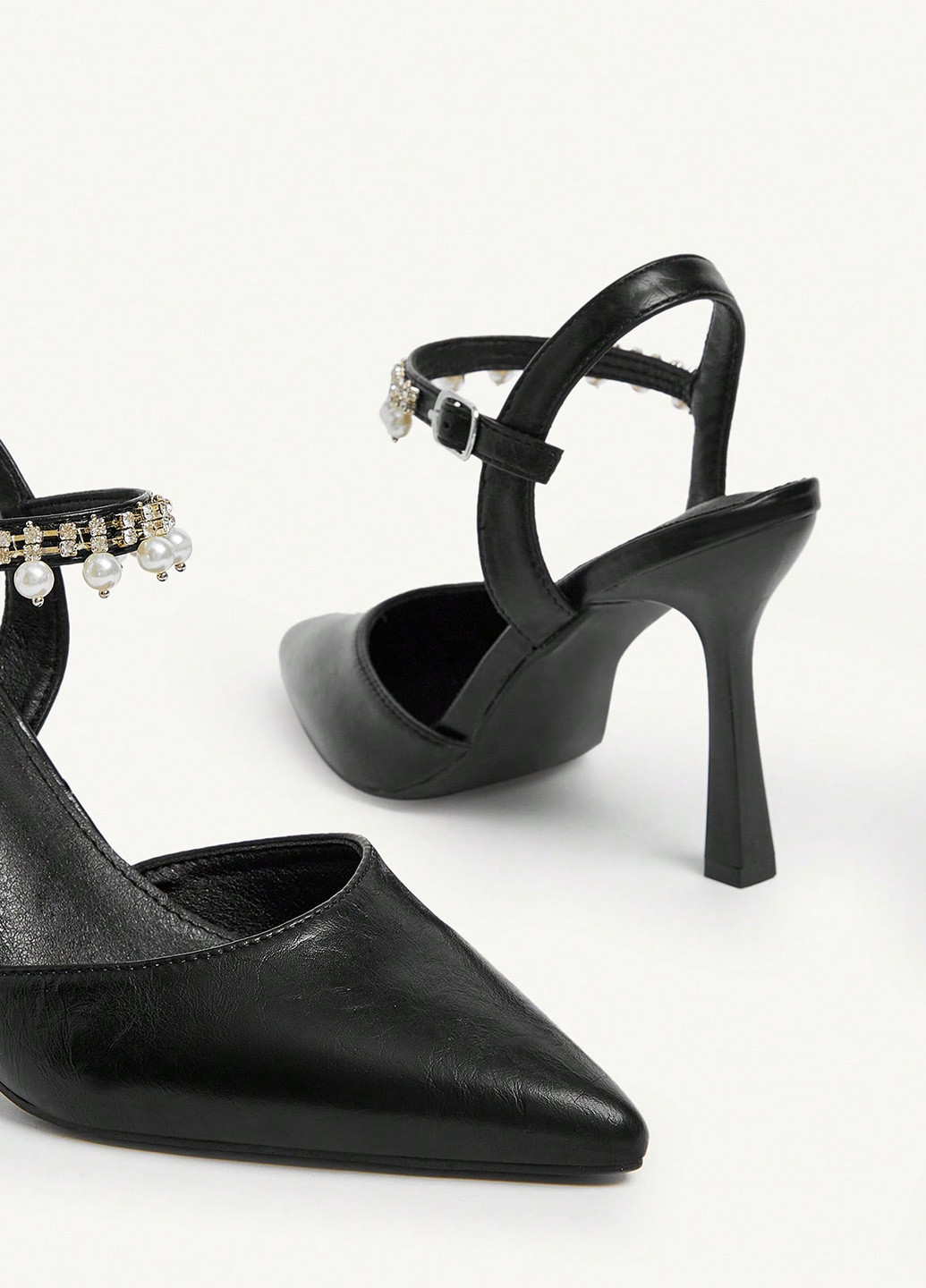 SHEIN Туфлі анкл страп чорний з штучна шкіра, китай — демісезон (366512249)