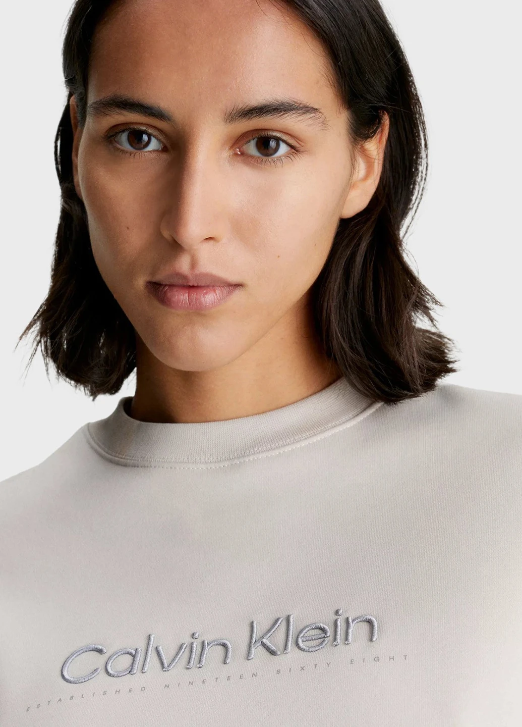 Айворі світшот Calvin Klein однотонний вишивка (343745164)