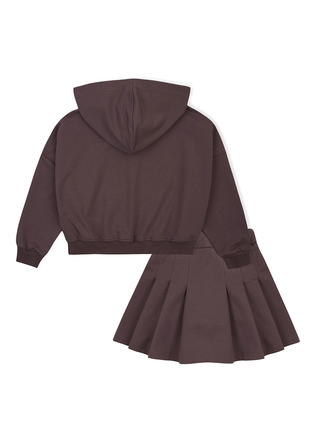 Коричневый демисезонный костюм (толстовка, юбка-шорты) юбочный, с шортами Garnamama