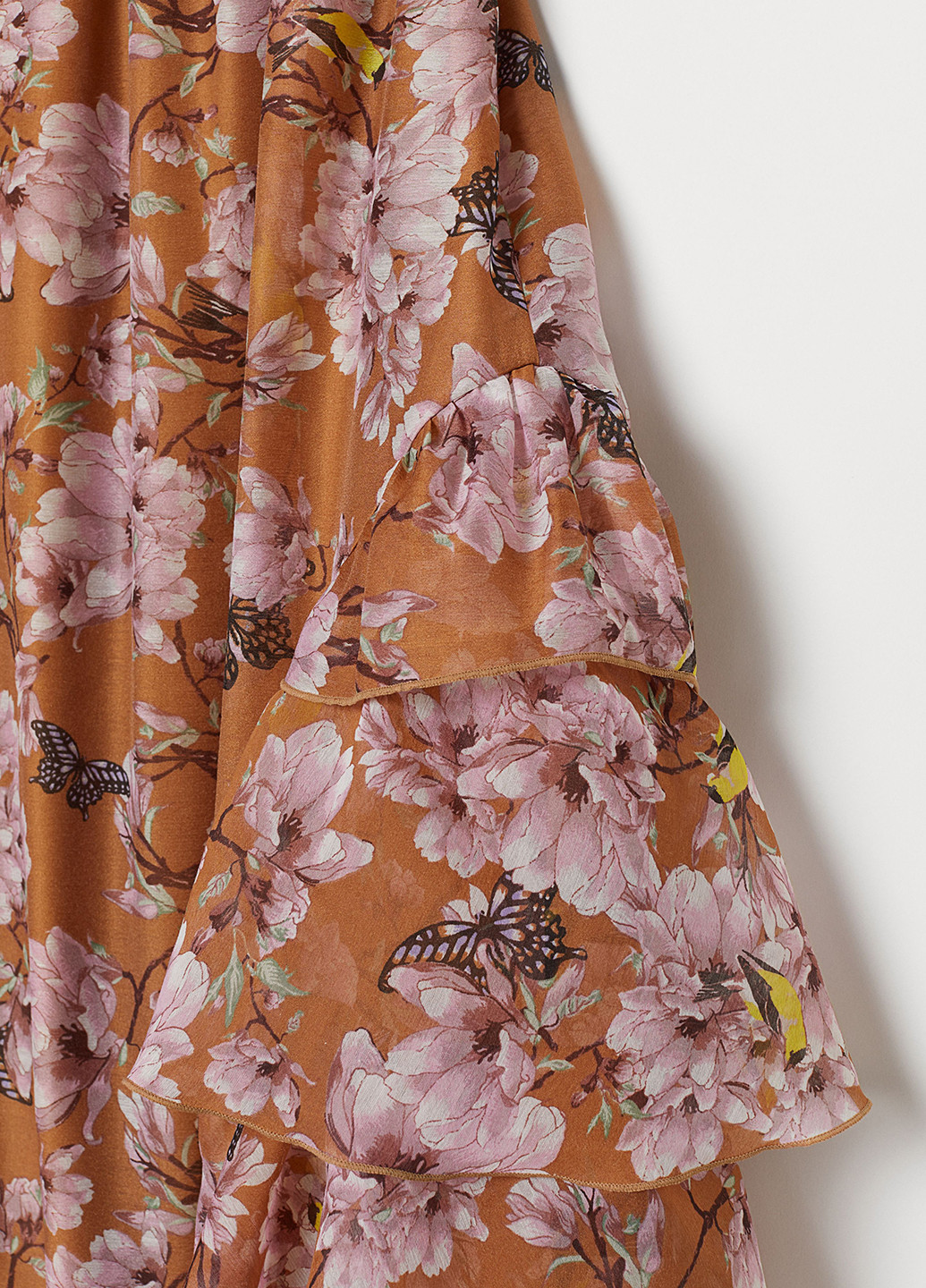 Темно-бежевая кэжуал цветочной расцветки юбка H&M а-силуэта (трапеция)