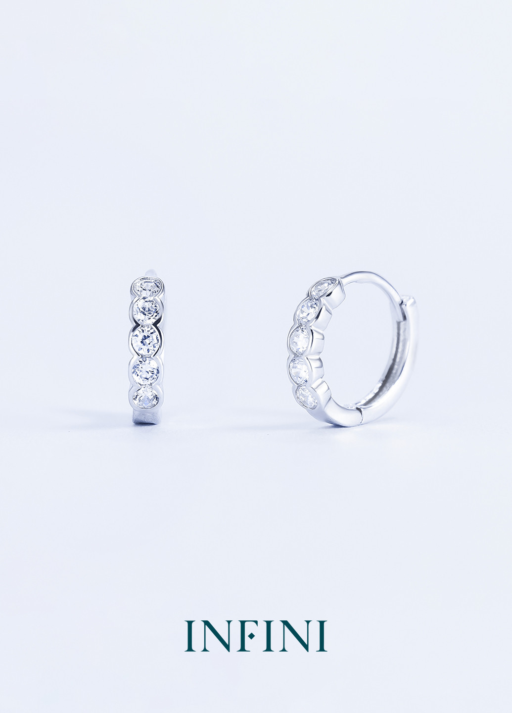 Серьги серебряные Infini кольца с цирконами (251126742)