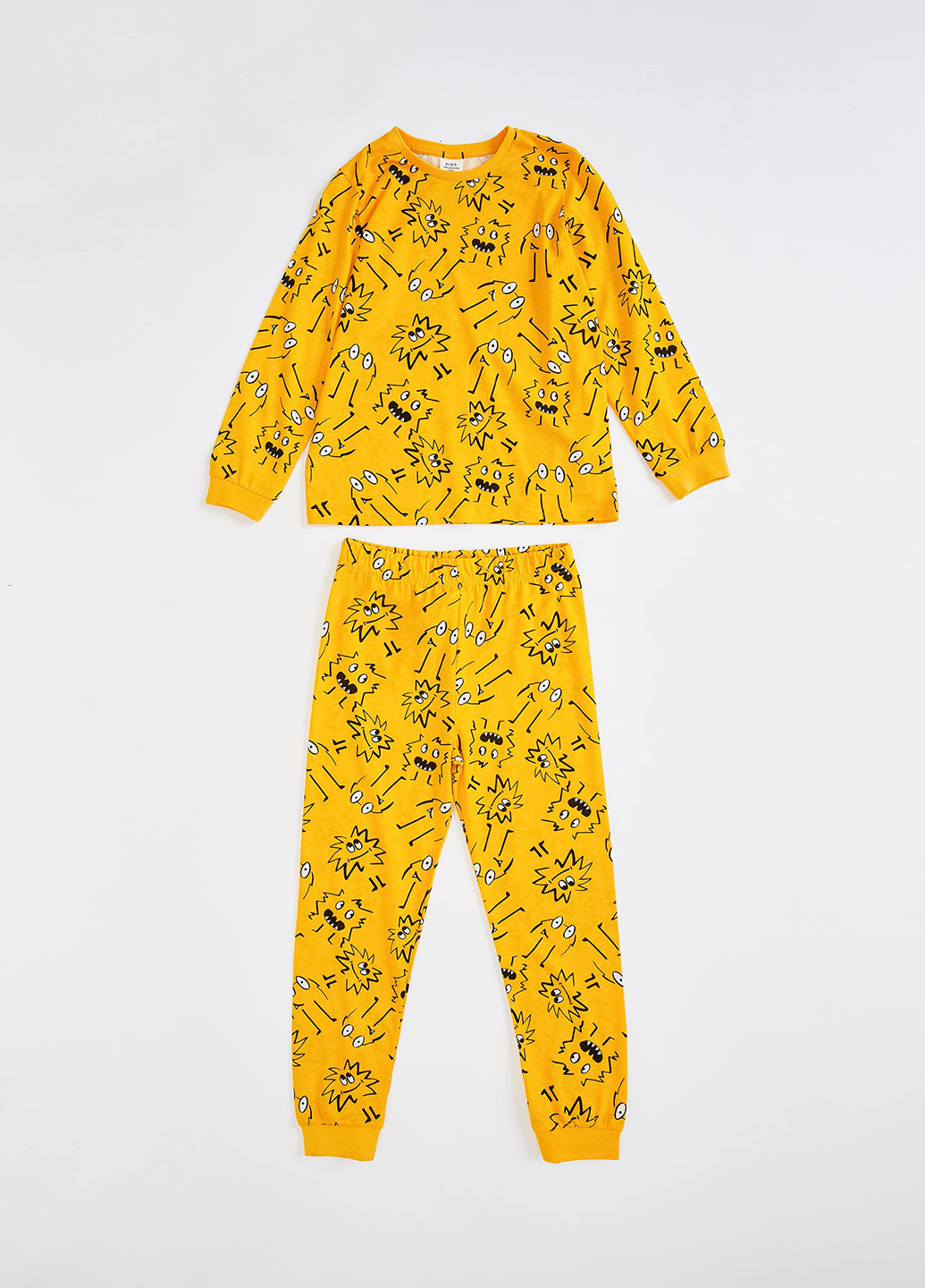 Желтая всесезон пижама(лонгслив, брюки) кофта + брюки DeFacto