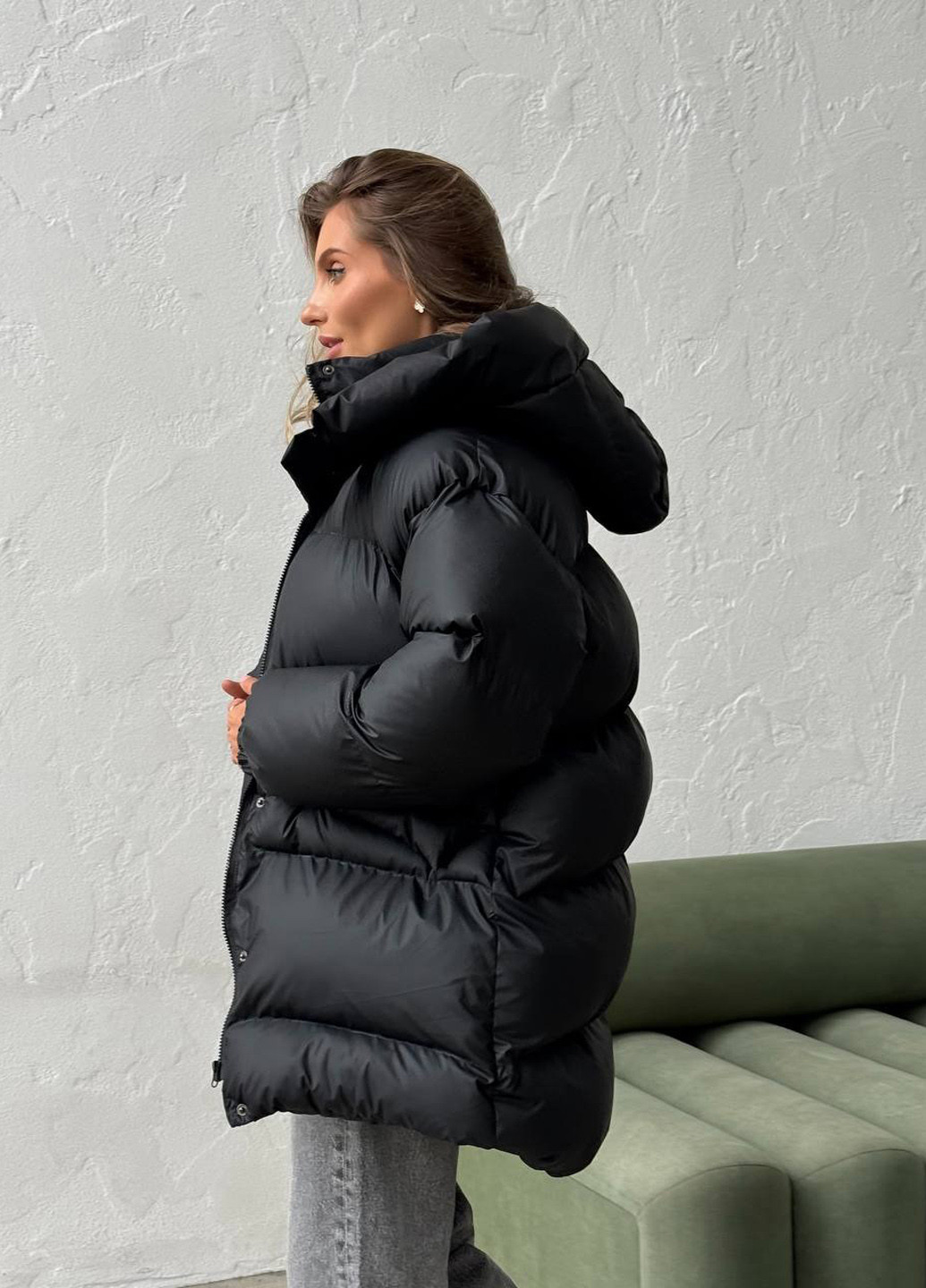 Чорний зимній Пуховик No Brand