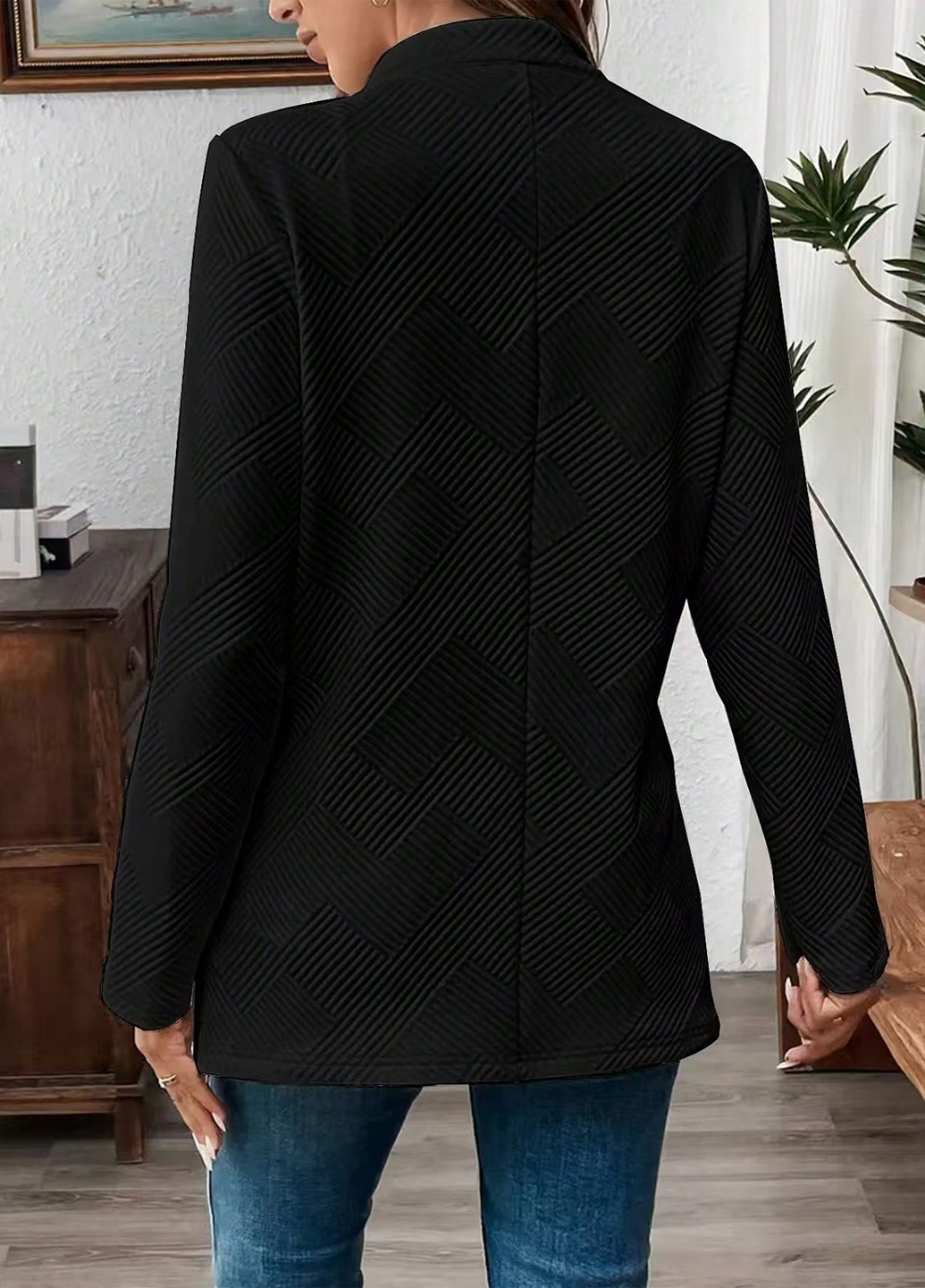 Черный женский жакет SHEIN однотонный - демисезонный