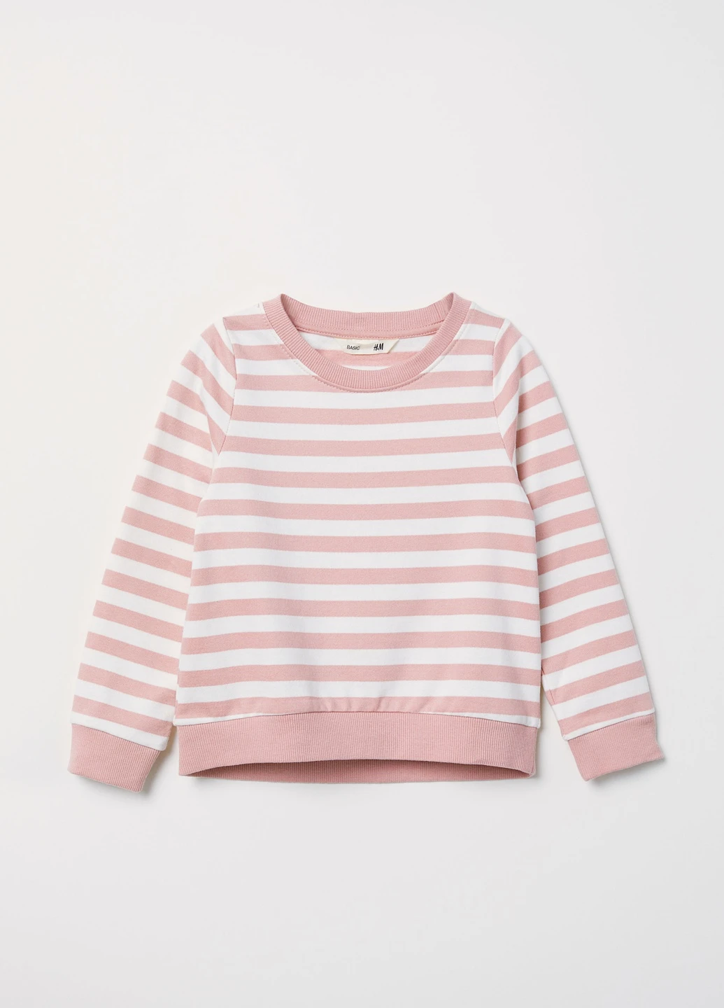 H&M Basic світшот фліс,білий-рожевий в смужку, білий