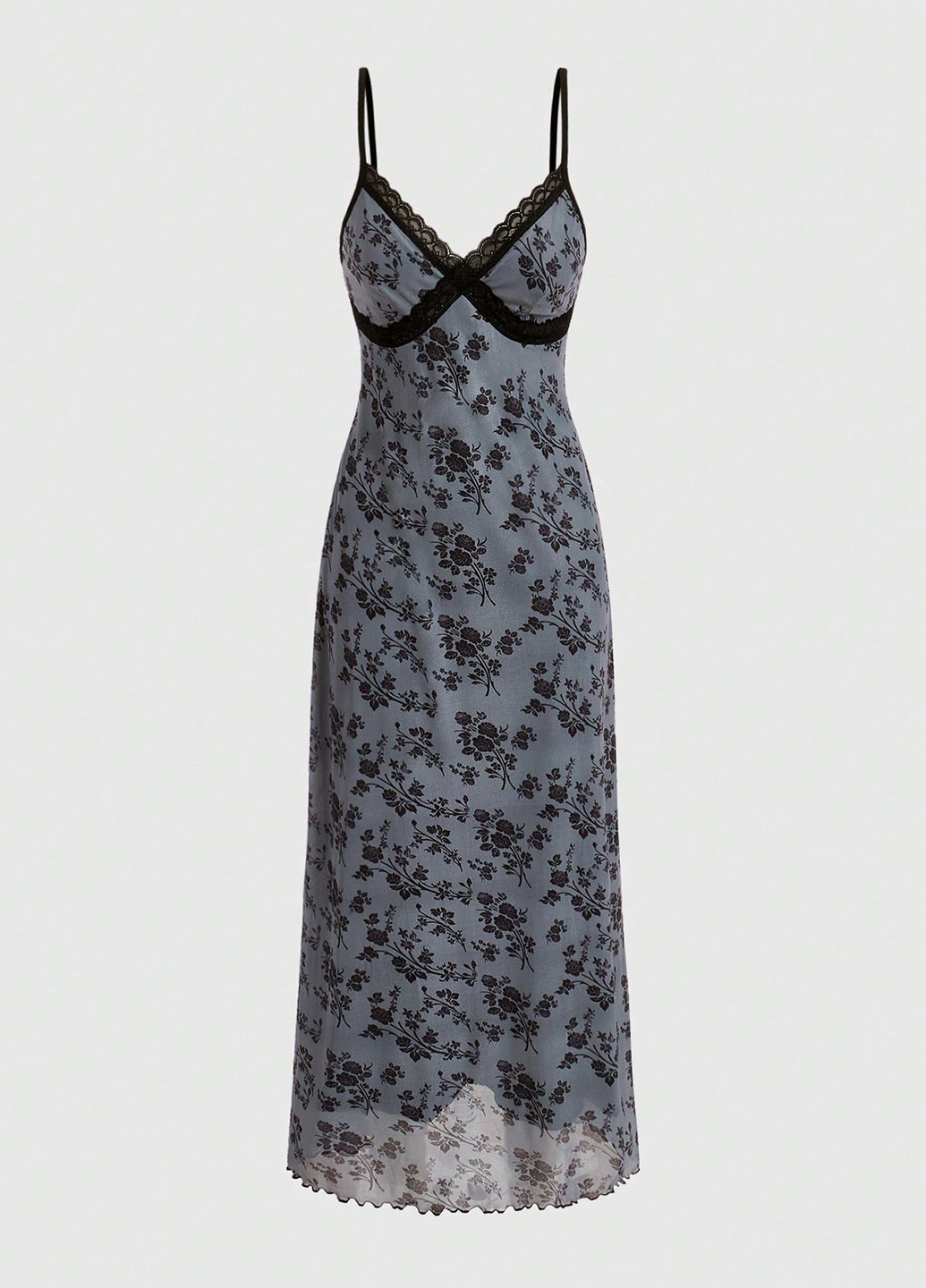 Черное праздничный, коктейльное, вечернее платье платье-комбинация SHEIN с цветочным принтом