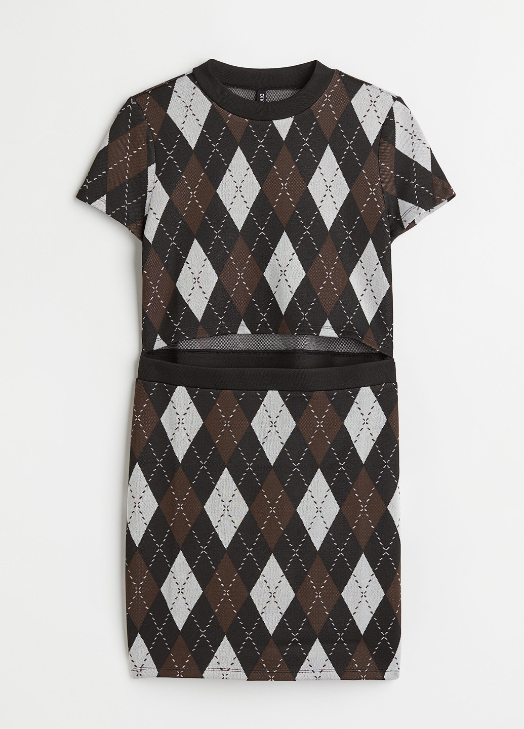 Комбинированное кэжуал платье платье-футболка H&M с геометрическим узором