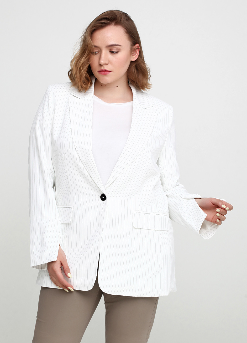 Белый женский жакет H&M полосатый - демисезонный