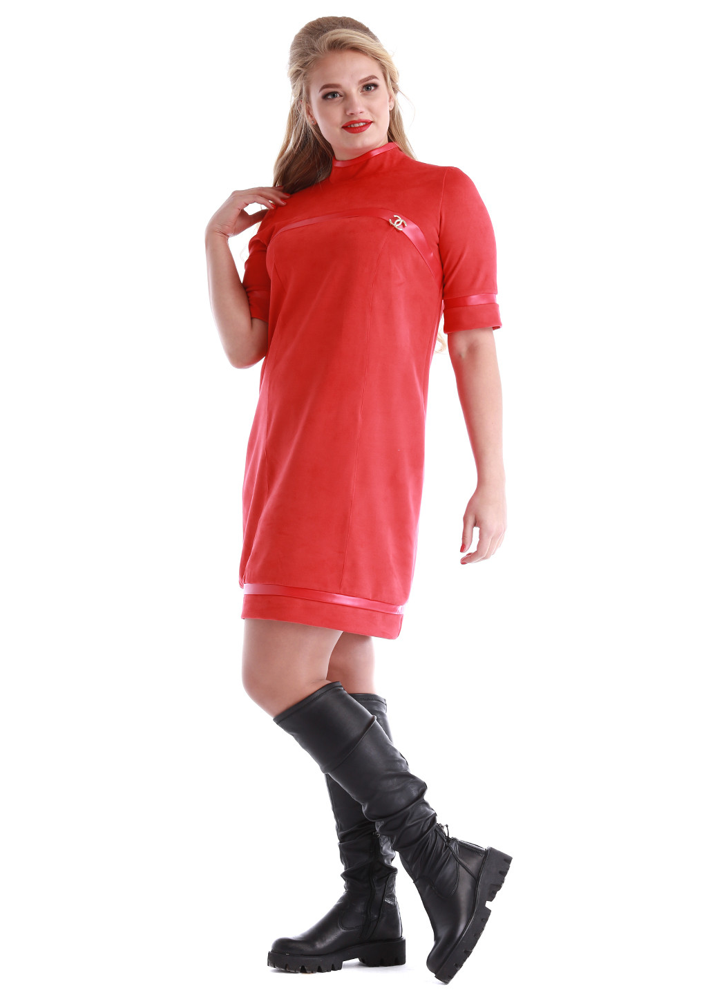 Красное кэжуал платье а-силуэт Alpama