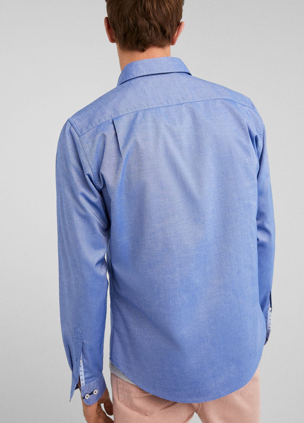 Голубой кэжуал рубашка однотонная Springfield с длинным рукавом