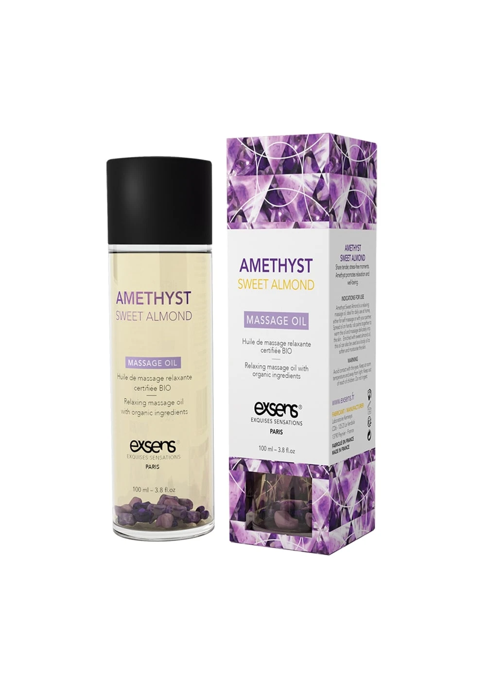 Масажна олія Amethyst Sweet Almond (розслаблююча з аметистом) 100мл, натуральна Exsens (254151823)