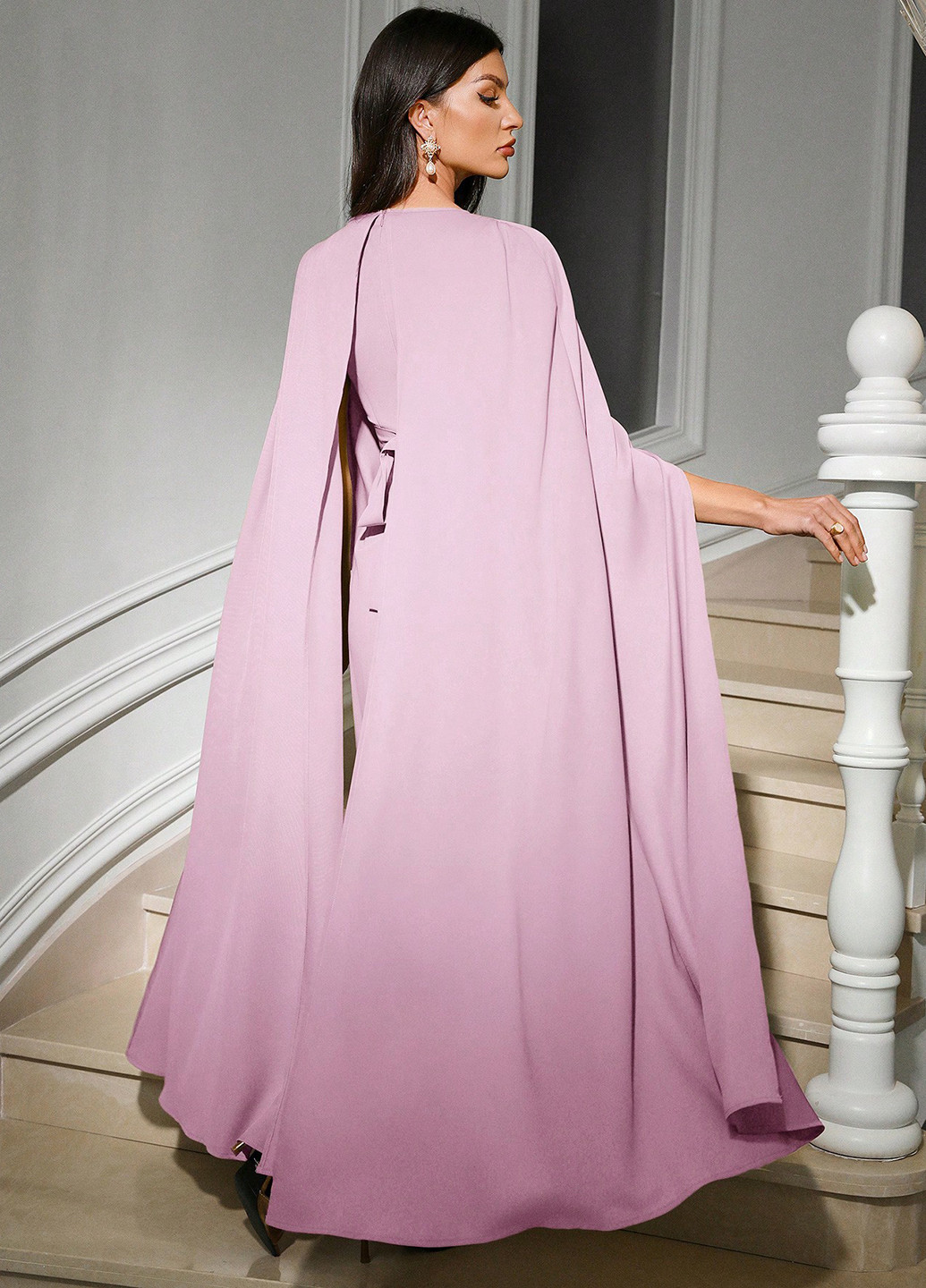 Лиловое вечернее платье силуэтная, платье-кейп SHEIN однотонное