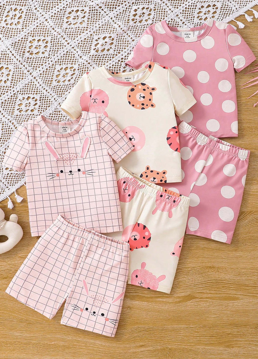 Комбінована всесезон піжама (футболка (3 шт.), шорти (3 шт.)) футболка + шорти SHEIN