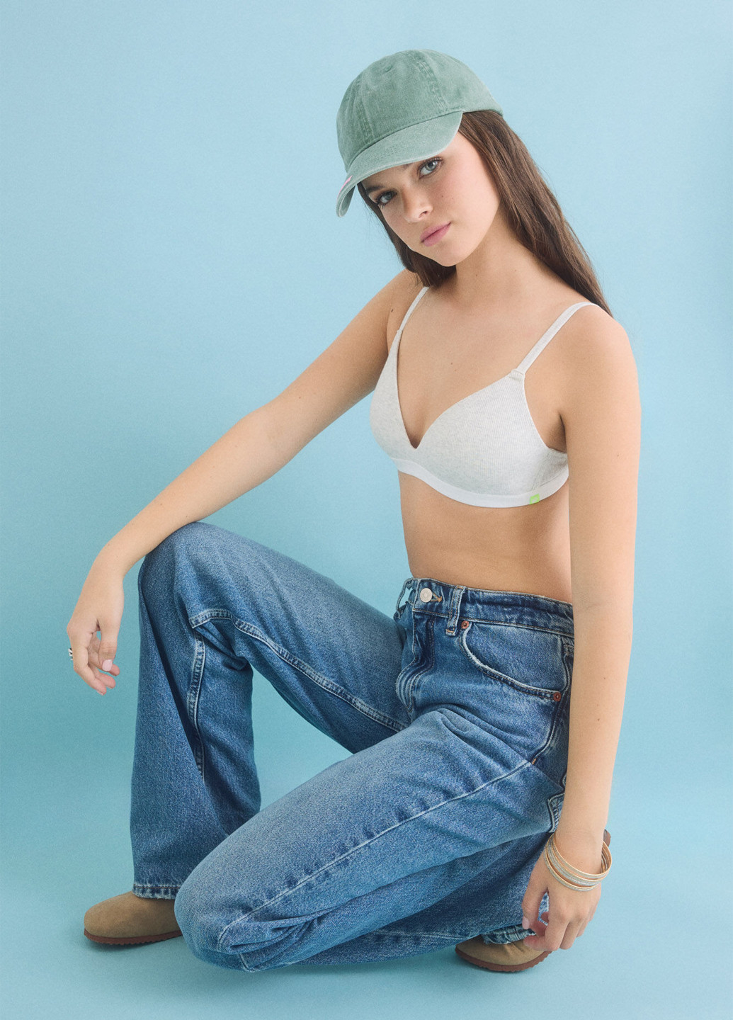 Серый бралетт бюстгальтер Hi&Bye без косточек хлопок