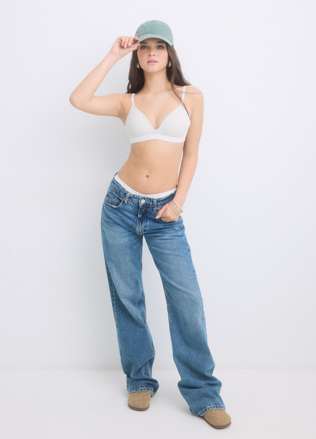 Серый бралетт бюстгальтер Hi&Bye без косточек хлопок