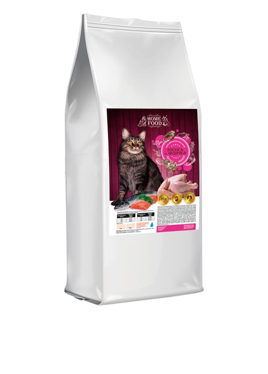 Сухой корм для взрослых котов с лососем и индейкой, 0,9 кг Home Food (61462208)
