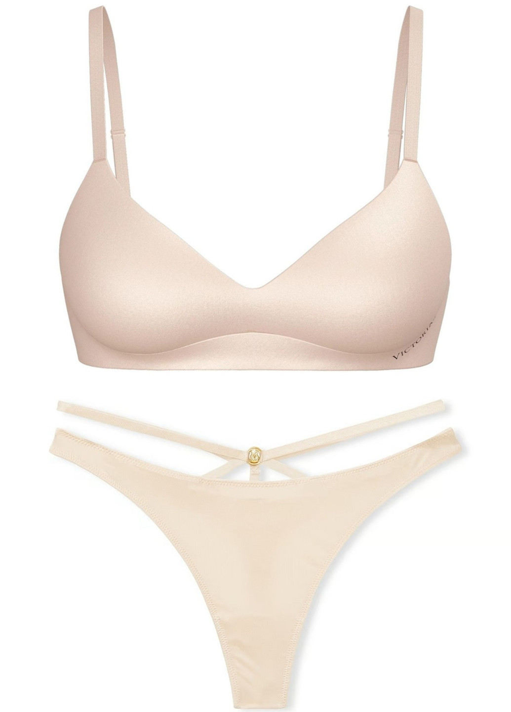 Бежевый демисезонный комплект (бюстгальтер, трусики) Victoria's Secret