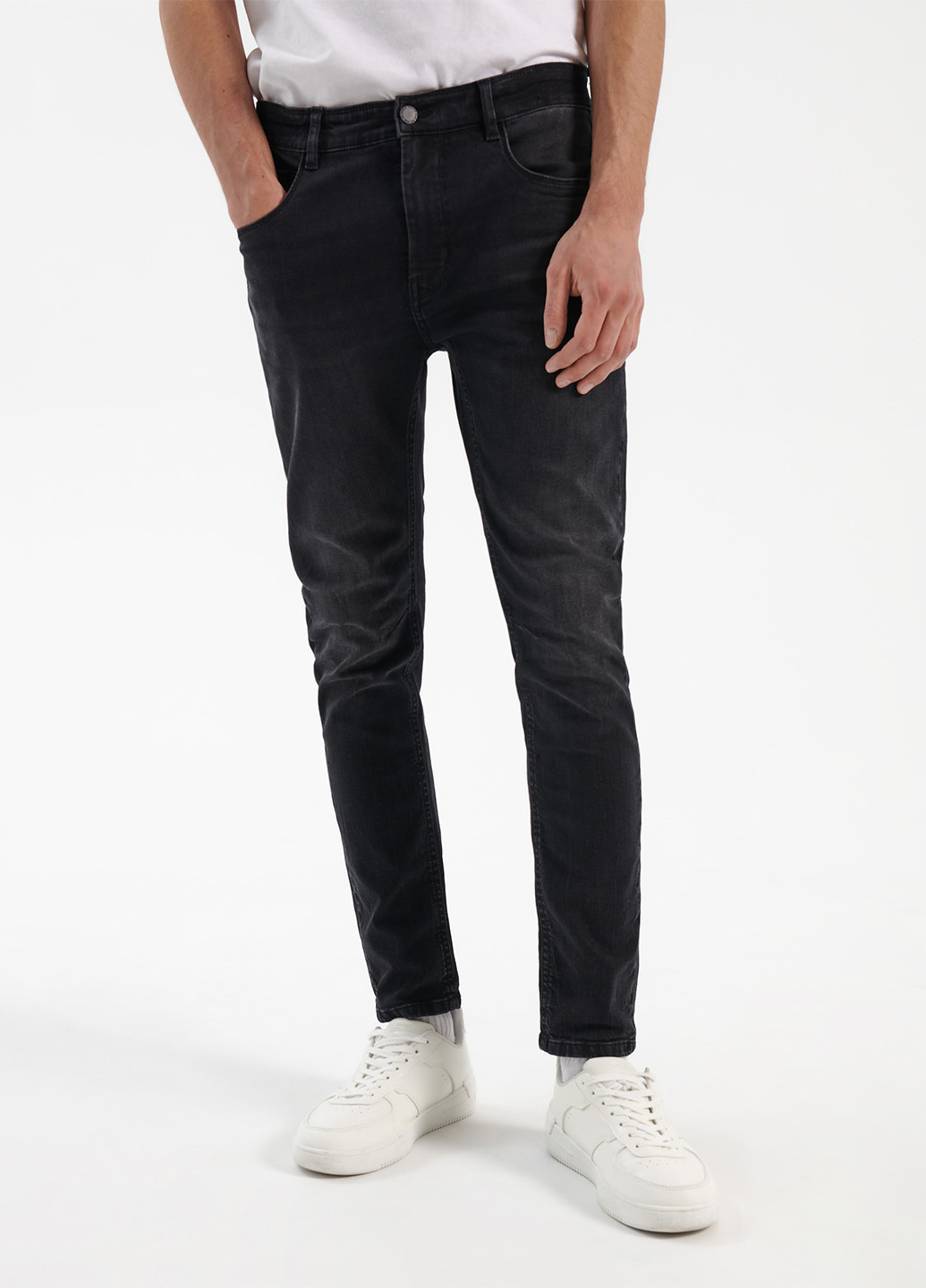 Графитовые демисезонные скинни джинсы House