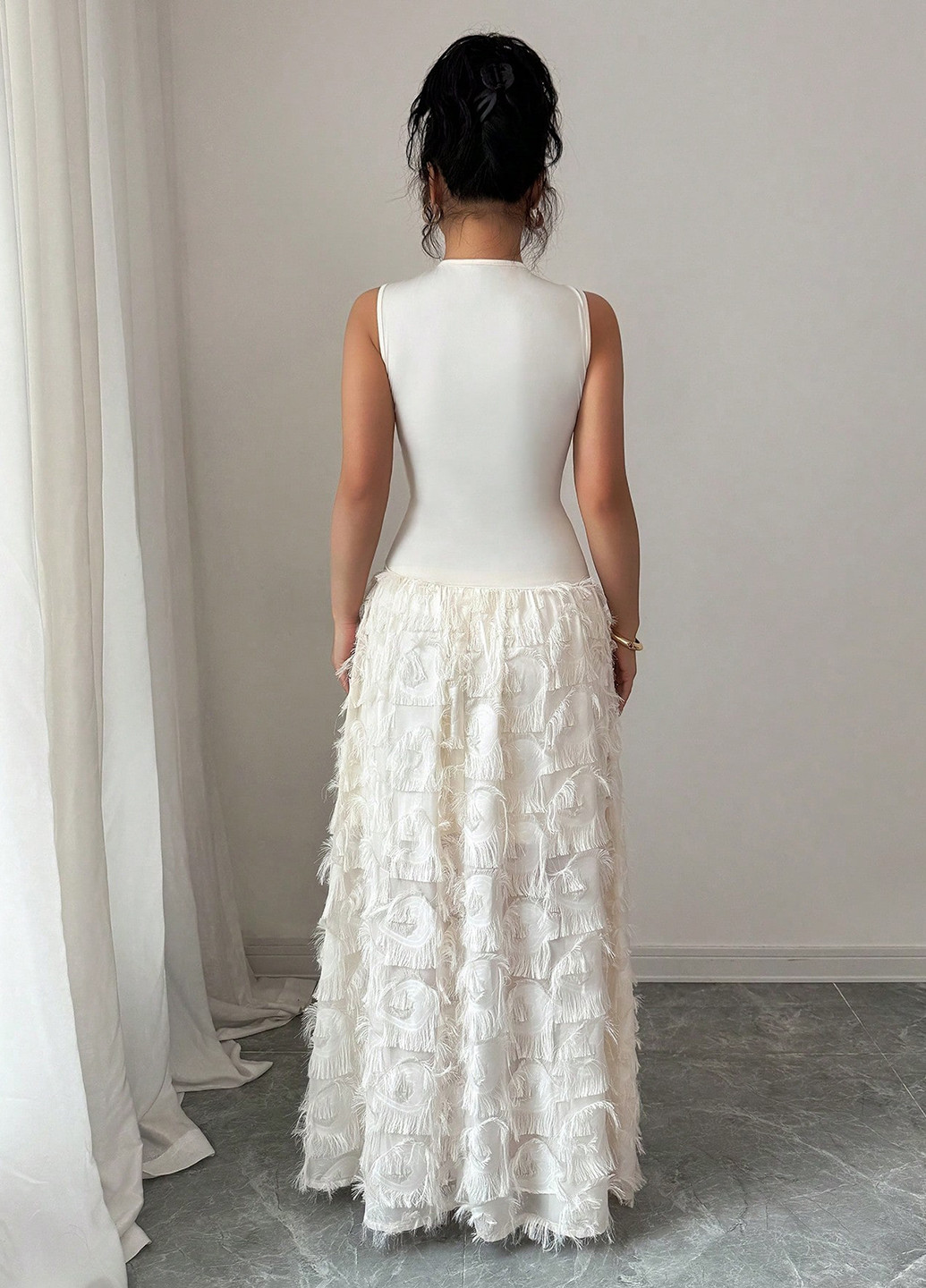 Кремова святковий сукня кльош SHEIN однотонна