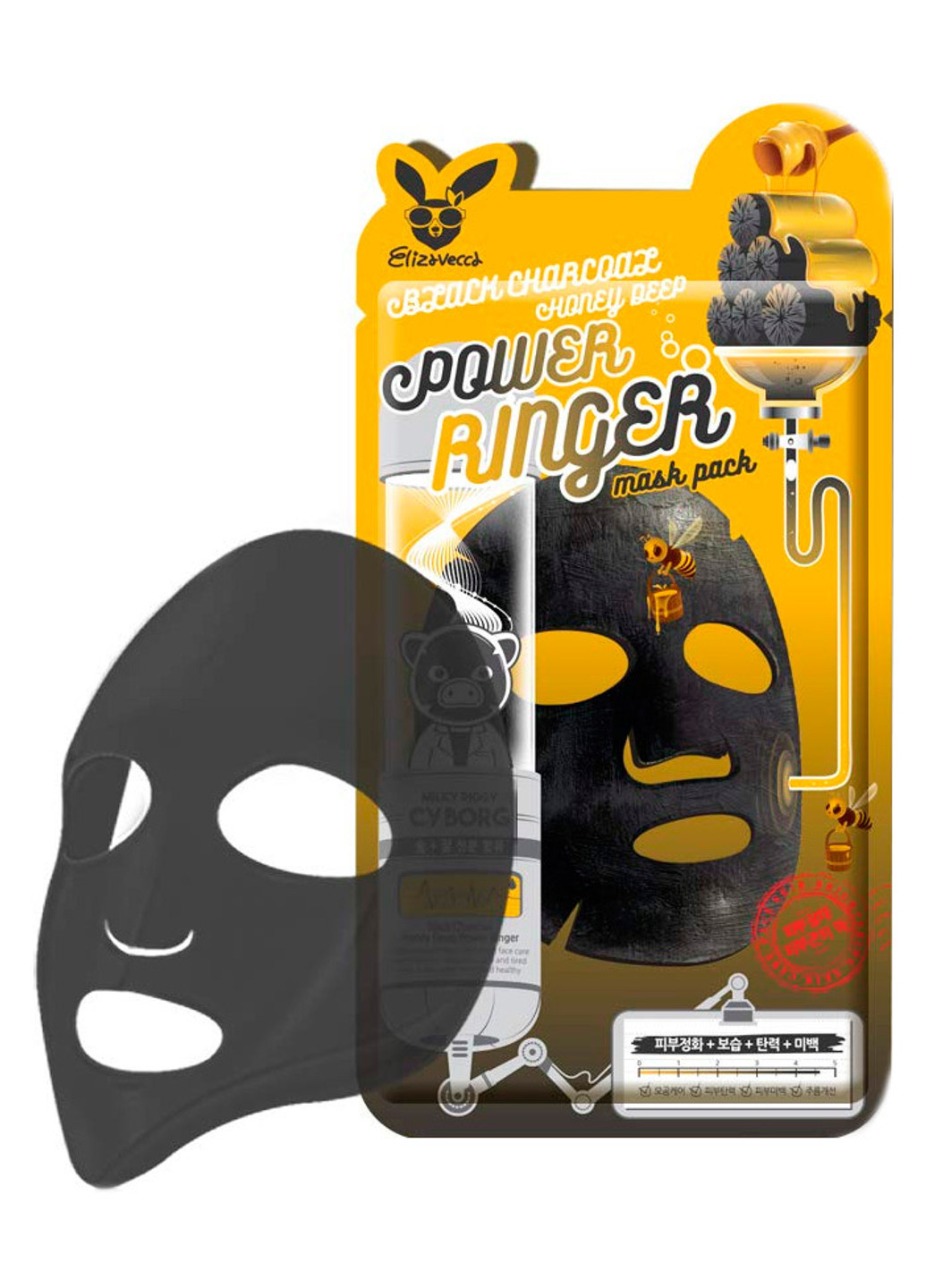 Очищаюча поживна маска з деревним вугіллям і медом Black Charcoal Honey Deep Power Ringer Mask Pack (1 шт.) Elizavecca (202415074)
